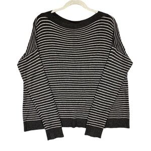Eileen Fisher Striped Boat Neck Sweater Womens Size Large